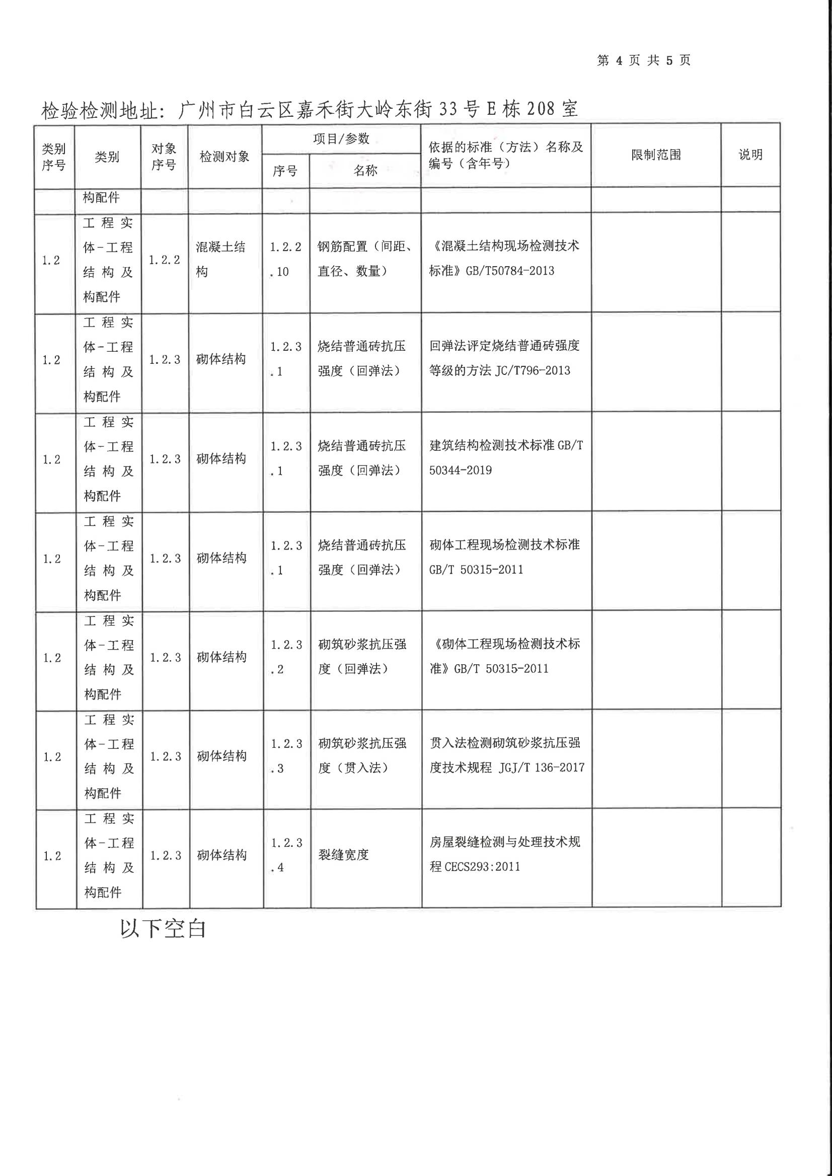 检验检测CMA证书附表
