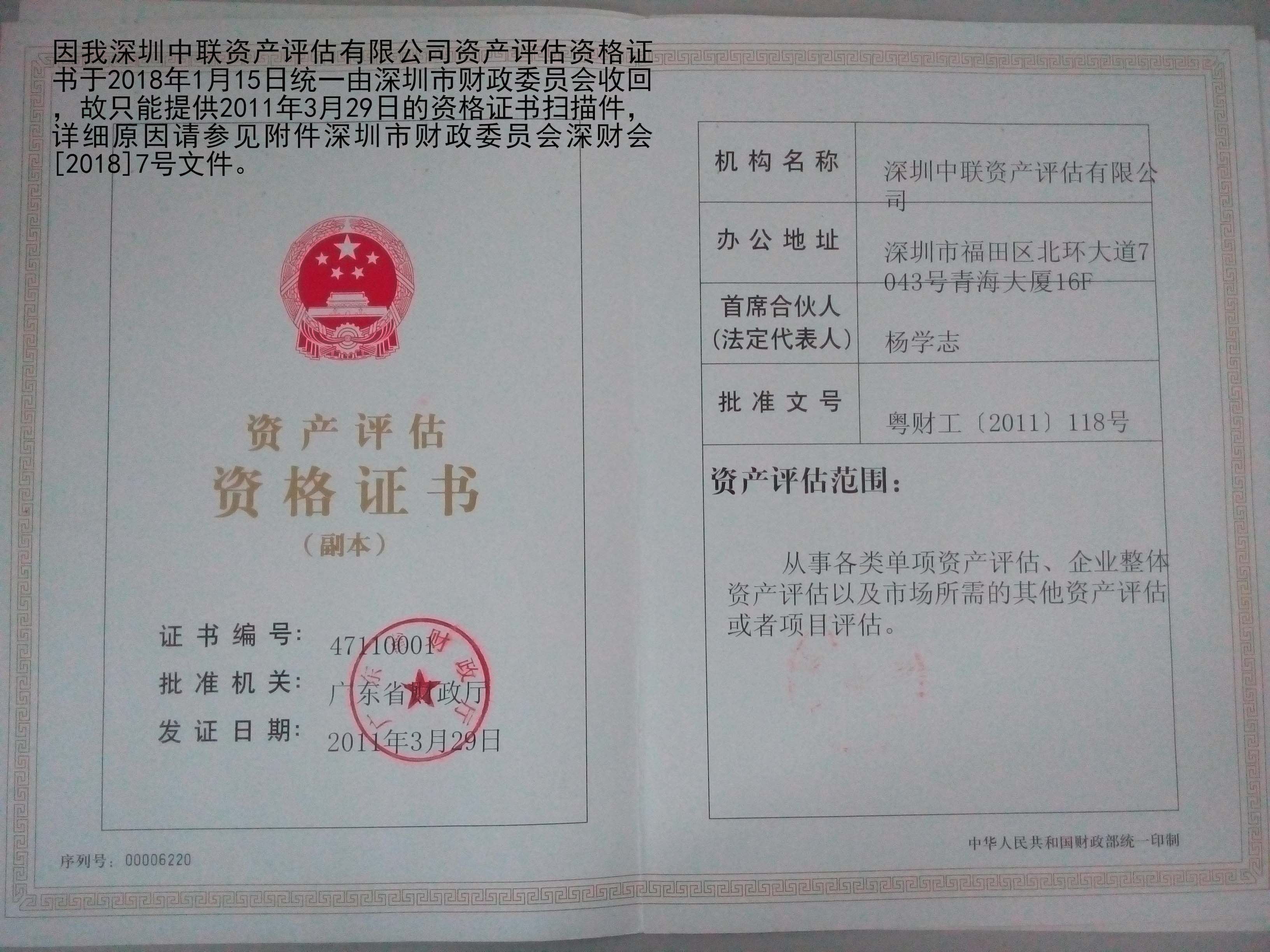 资质（资格）证书（原件扫描件）