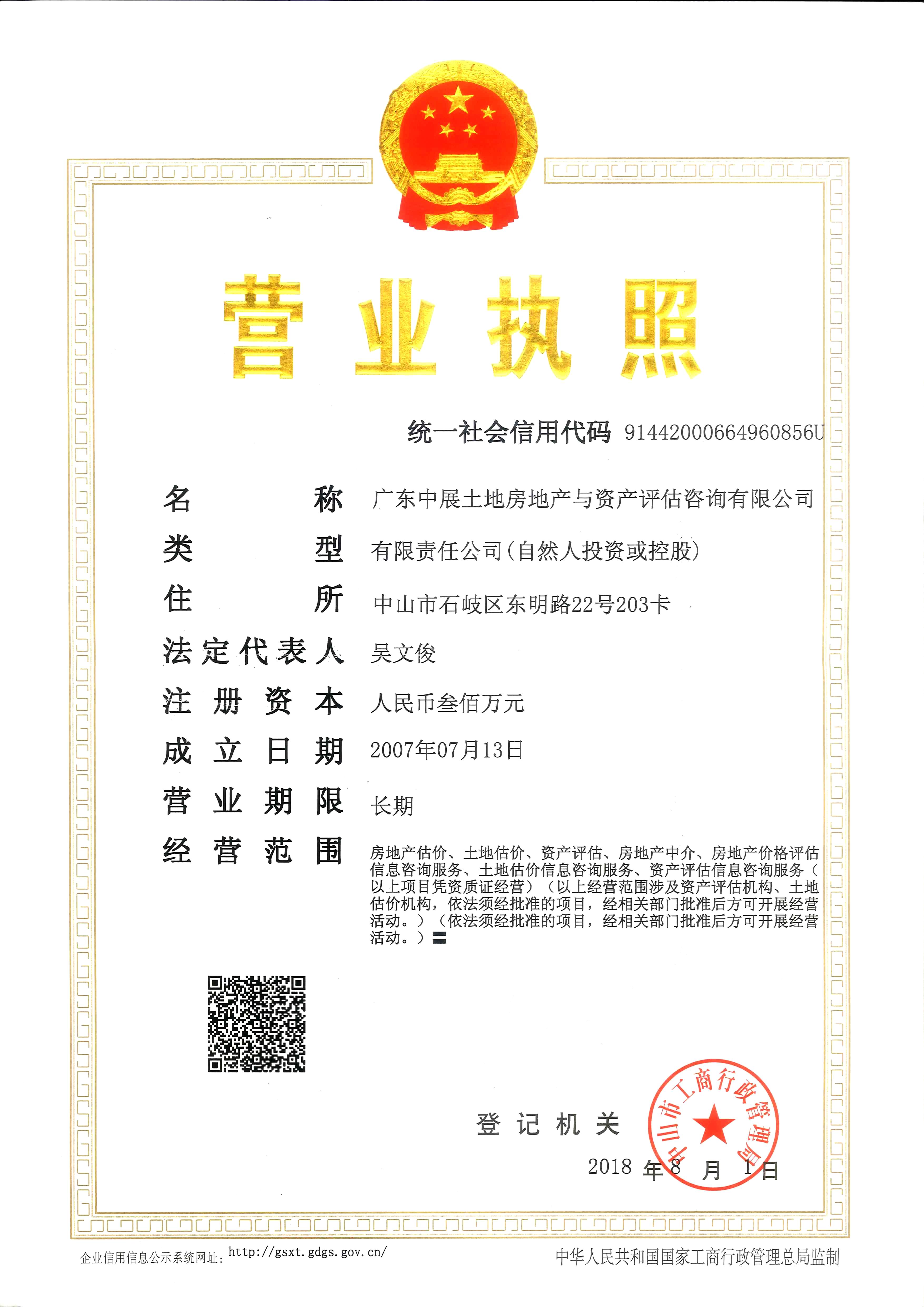 加载统一社会信用代码的营业执照，属事业单位或社会组织的提供法人登记证（原件扫描件）