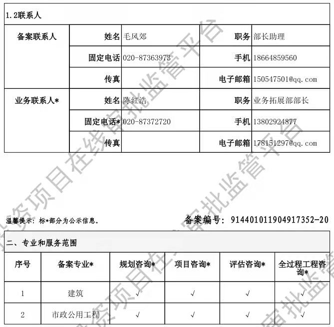 全国投资项目在线审批监管平台生成的《工程咨询单位备案》（原件扫描件）