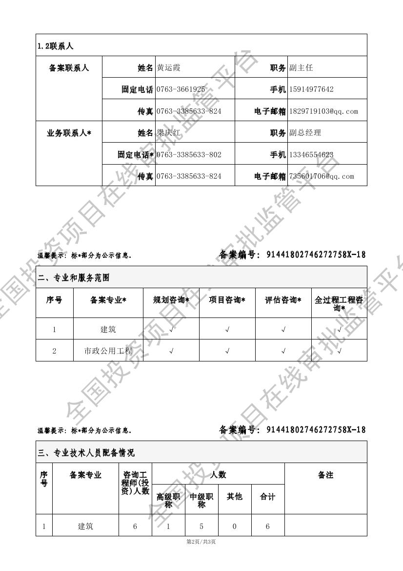 全国投资项目在线审批监管平台生成的《工程咨询单位备案》（原件扫描件）