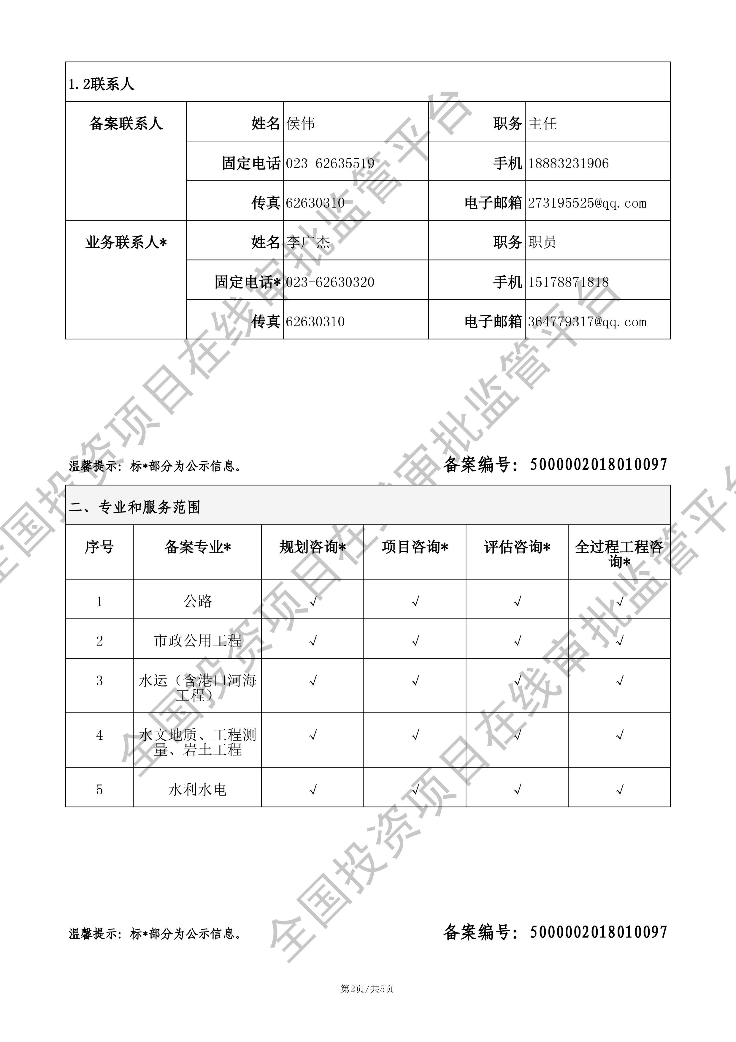 全国投资项目在线审批监管平台生成的《工程咨询单位备案》（原件扫描件）