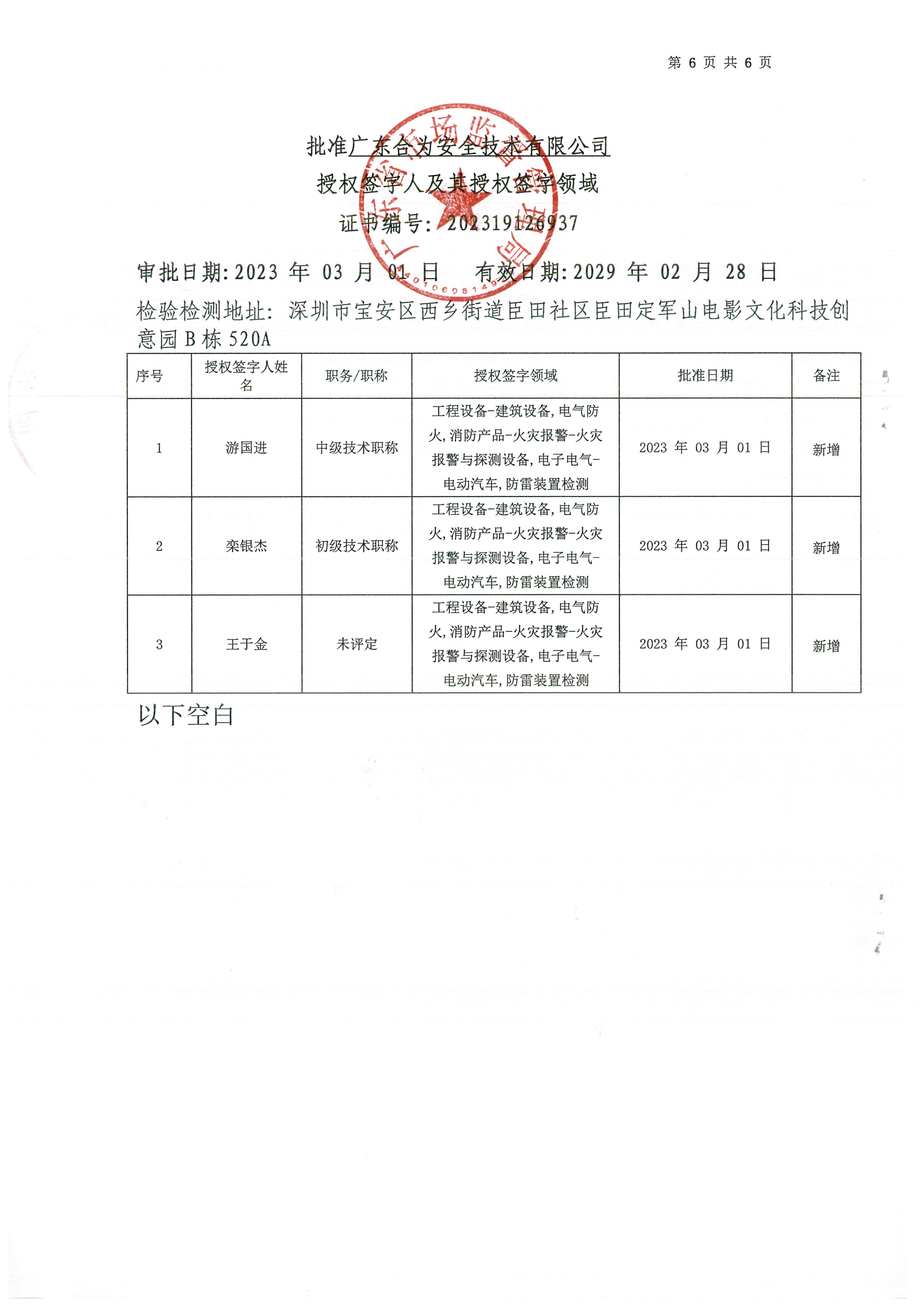 检验检测CMA证书附表